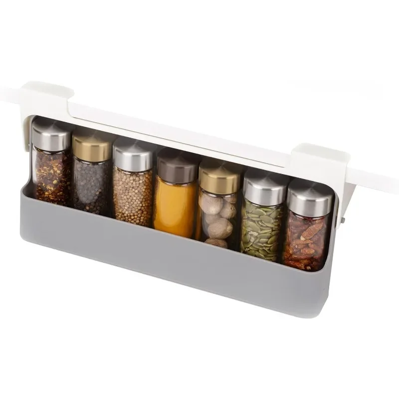 Under-Shelf Kitchen Cabinet Storage Solution for Spices, Grey