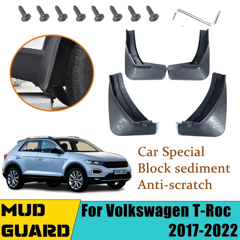 

For VW Volkswagen T-Roc 2017-2022 2018 2019 2020 4 PCS Car Mudguard Mud Flaps Auto Splash Flaps Guard Rear Fender Accessories