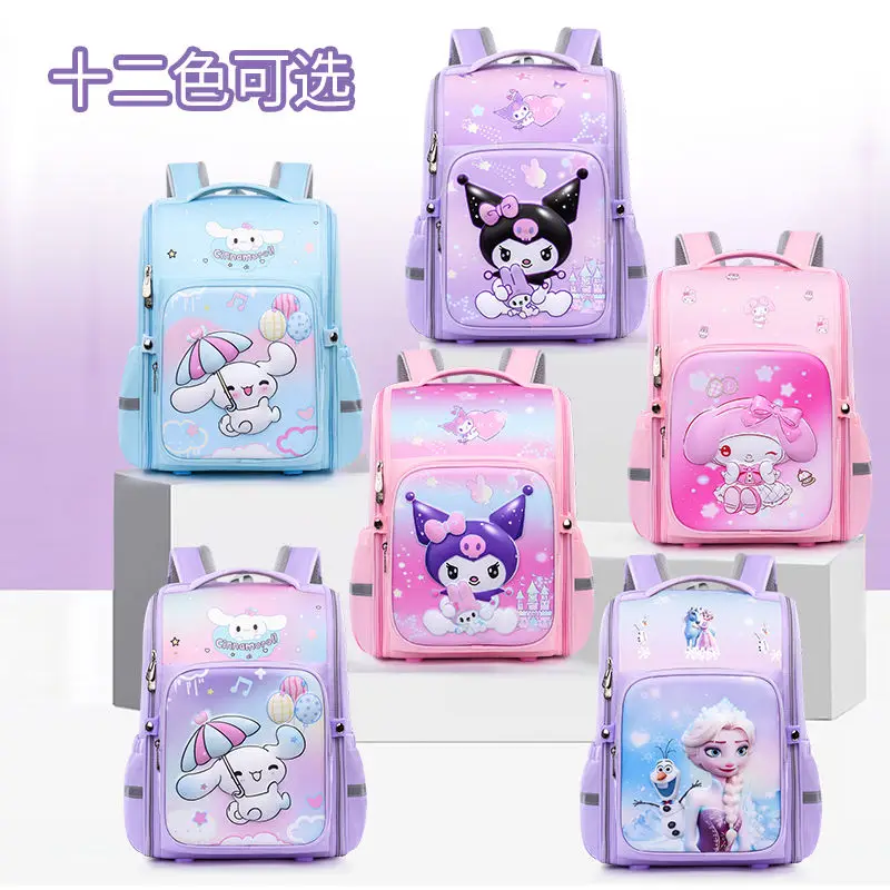 Sanrio Kuromi Melody Kt Primary School Students Girl Boy Children School Bag Large Capacity Backpack Cute Animation Pattern