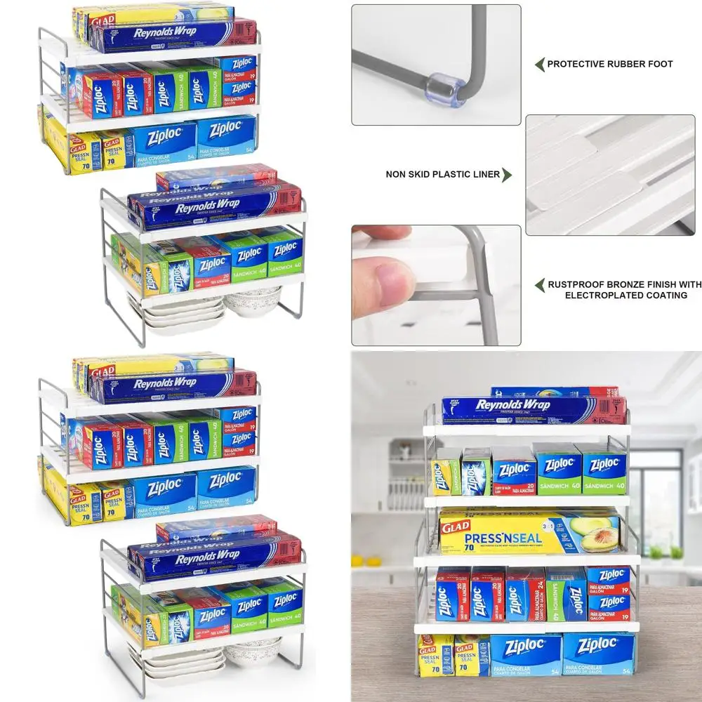 

Adjustable 3-Tier Kitchen Wrap Organizer Rack, Expandable Storage for Aluminum Foil and Plastic Wraps