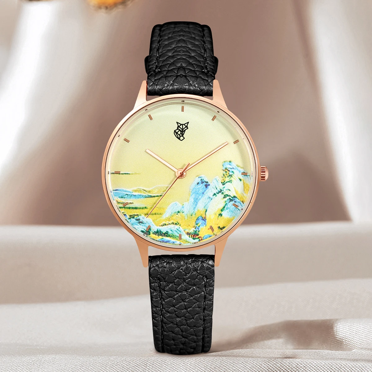 LUCKYFOX2024 New Women's Quartz Watch Simple and Casual Women's Rose Gold Case High Sense Belt Watch Women's Festival Gift Reloj