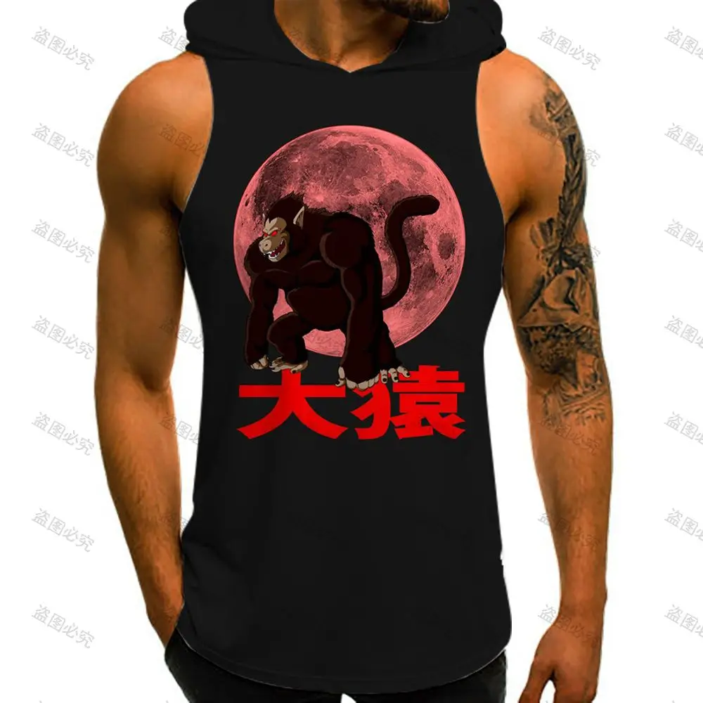 2022 Dragon Ball Z Trend Vest With Hood Men\'s T-shirts Sleeveless Vests Fashion Gym Tank Top Men Bodybuilding Man New Goku Tops