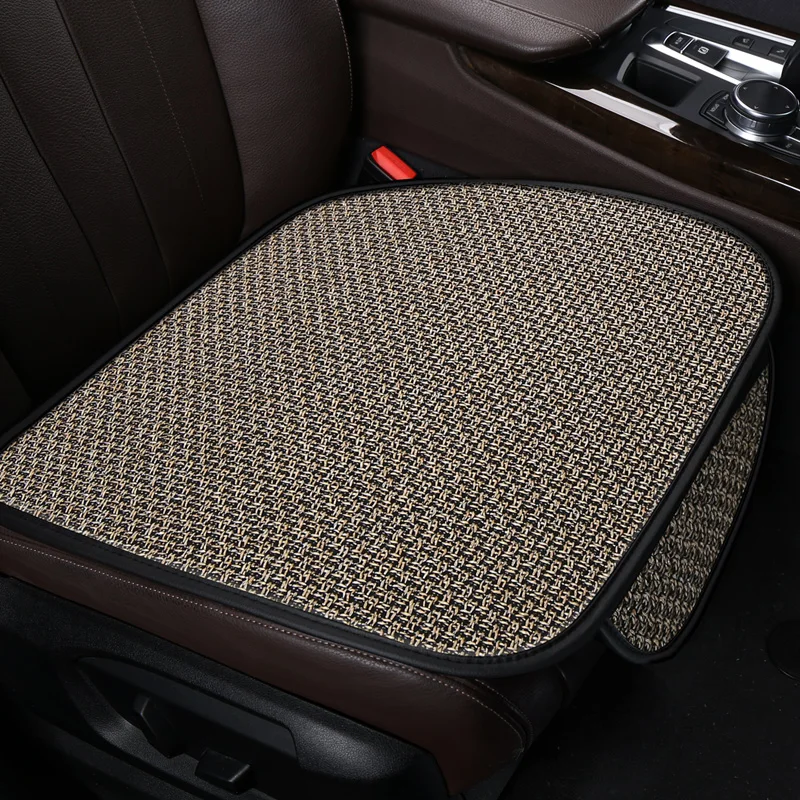 New Car Seat Cover With Pocket Breathable Flax Four Seasons Auto Seat Cushion Protector Front Pad Fit for Most Cars 4 Colors