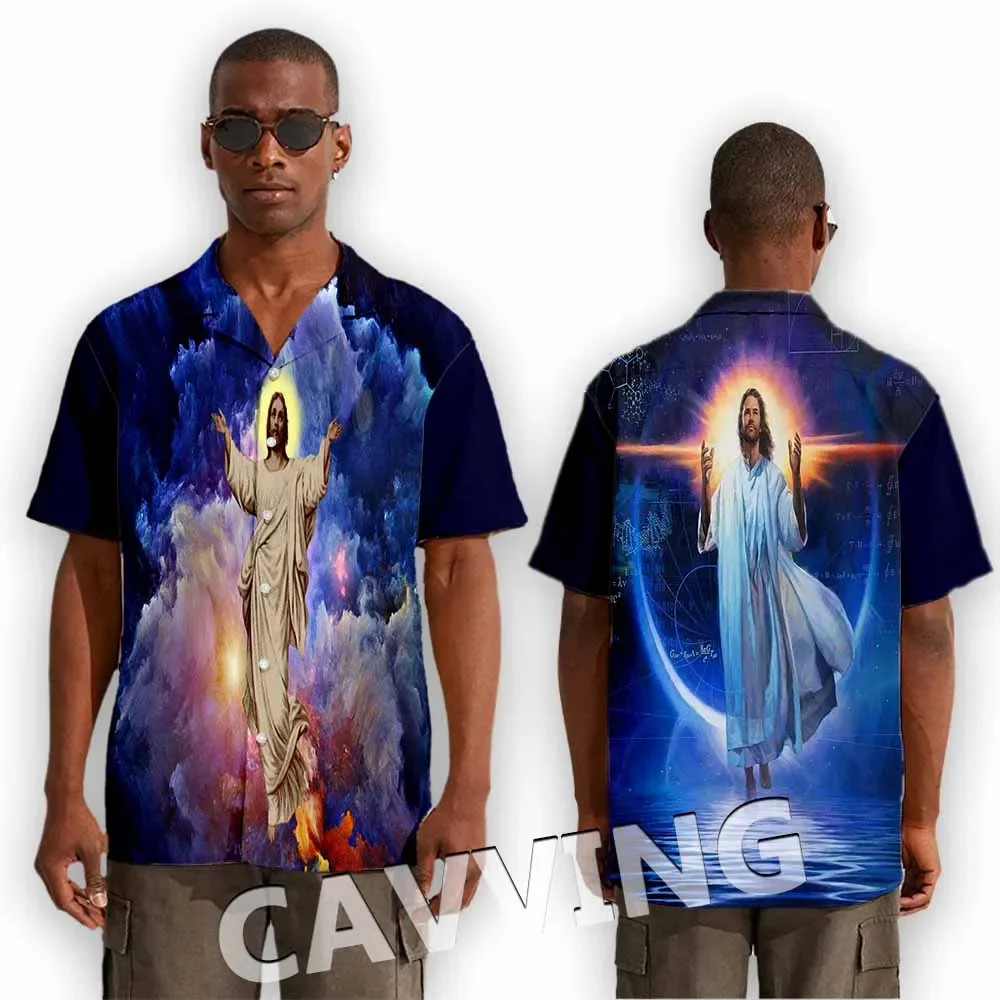 CAVVING 3D Printed  Jesus  Fashion Casual Shirts Men's /Women's  Short Sleeves Loose Breathable Shirts