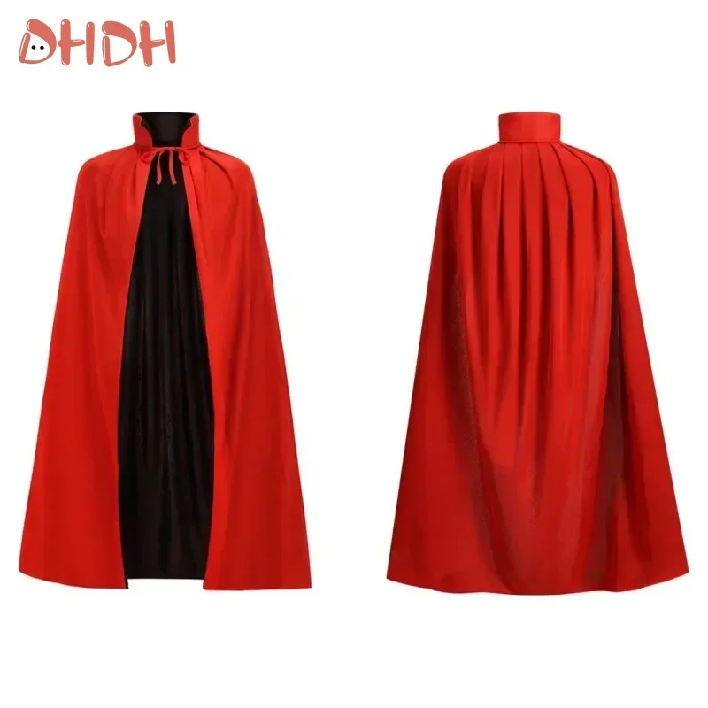 Halloween Vampire Cape Children's And Adult's Knitted Fabric Red And Black Double-sided Cape Halloween Cosplay Costume Cape