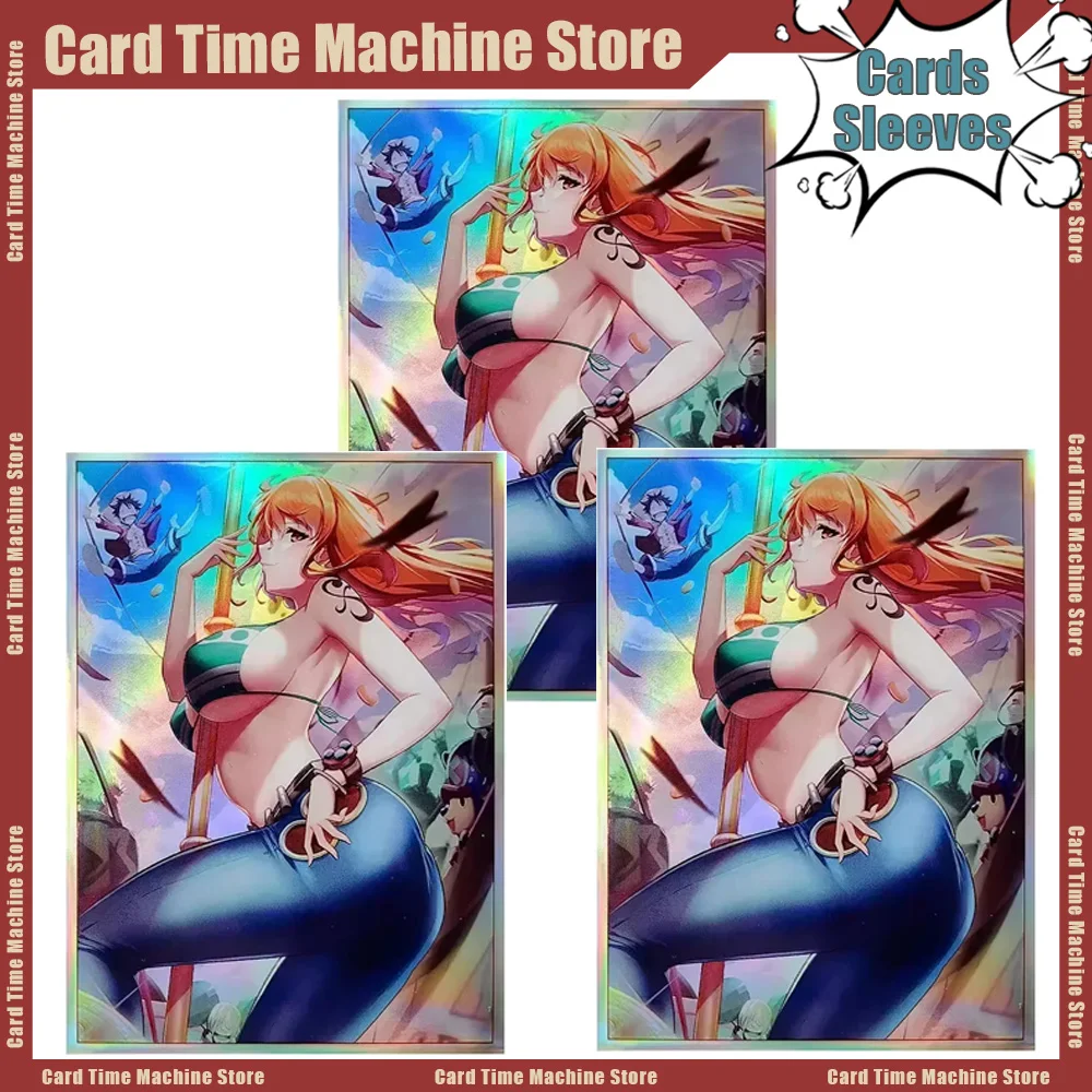 

60PCS Nami Card Sleeve Holographic Anime OPCG Foil Trading Card Protectors Shield Outer Cover Magic Premium Card Sleeve 67x92mm
