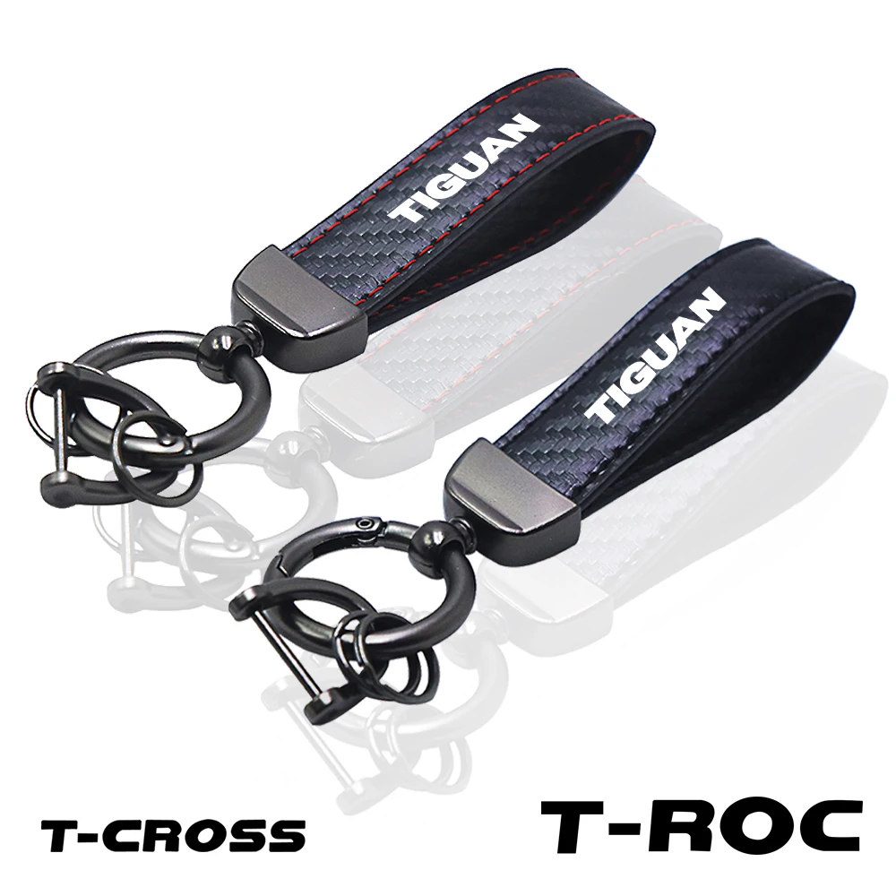 ل تيجوان t-الصليب t-roc سيارة مفتاح سلسلة حلقية ألياف الكربون المفاتيح اكسسوارات السيارات