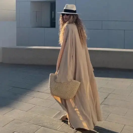 

Autumn New Sle Women's Long Sve Sun Protection Open Cardigan Robe Coat Two-Way Wear Home Outdoor Pure Color European S...