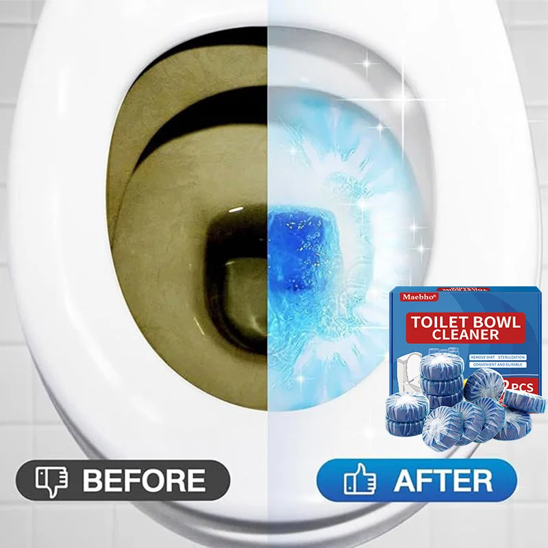 Toilet Bowl Cleaners, Automatic Toilet Tank Cleaner Tablets, Blue Toilet Bowl Cleaner Tablets for Deodorizing & Descaling, Powerful Cleaning, Slow-Release Against Tough Stains 12 Pack view 3