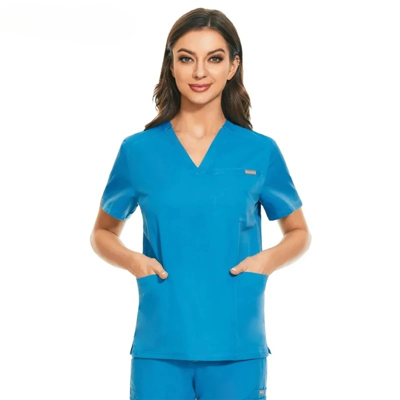 Klinik medizinische Arbeits kleidung Krankens ch wester Uniform Frauen Peeling Tops Labor Schönheits salon Kurzarm Bluse klinische Pflege Kleidung Hemden