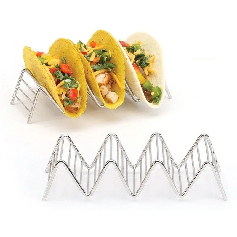 Taco Holder 1-4 Slots Mexican Pizza Roll Shelf Burrito Potato Shells Stainless Steel Creative Tableware Pancake Stand