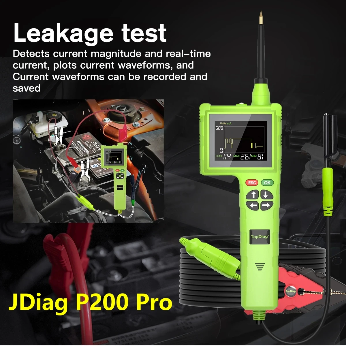 

Jdiag p200 pro Automotive Circuit Tester 12V 24V Power Circuit Probe Kit Car Voltage Resistance Relay Tester Diagnostic Tools