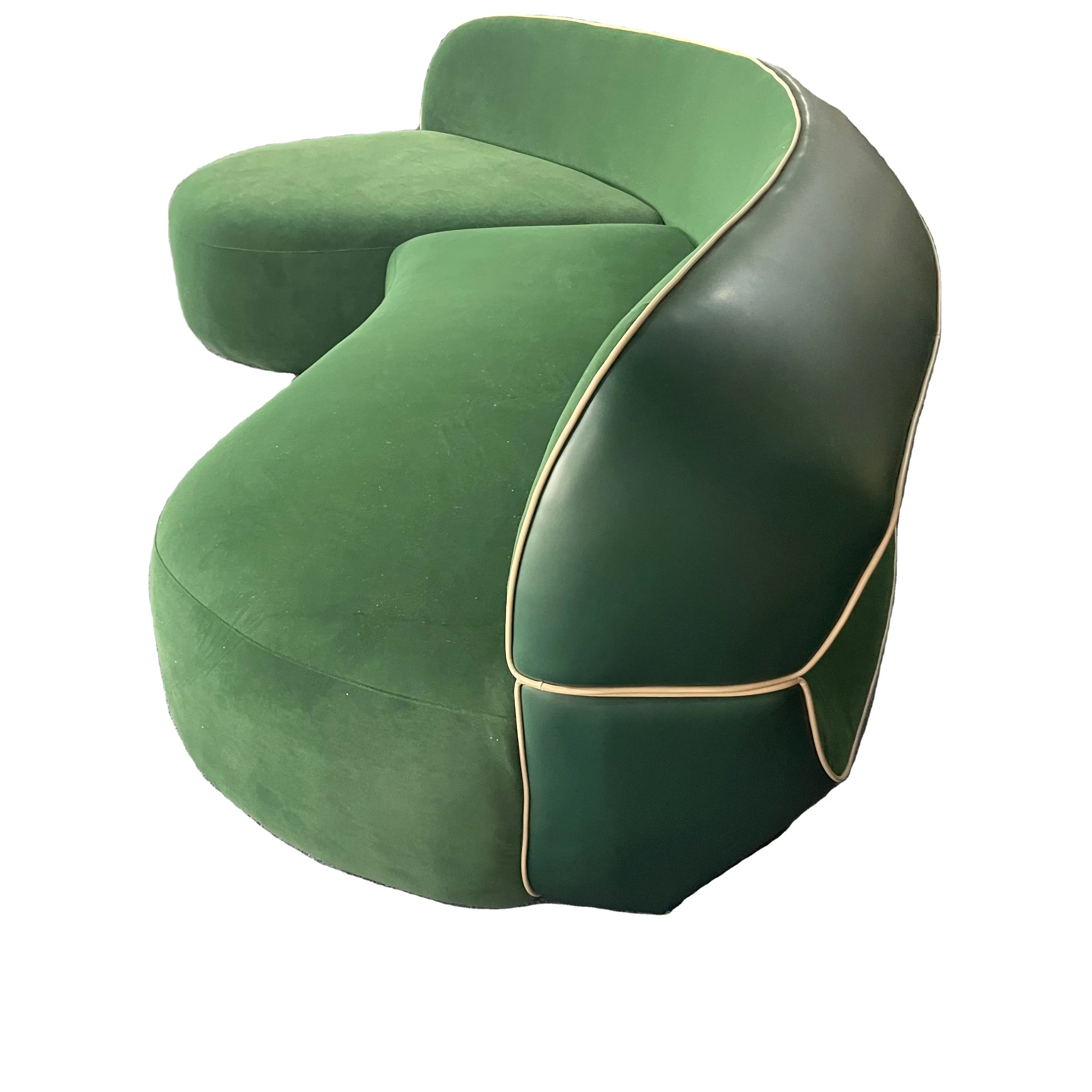 Modern creative villa green fabric semi-circular sofa irregular shape indoor multi-person curved sofa