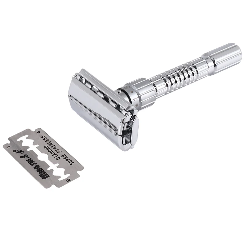 JHD Classic Handle Razor Double-Edged Butterfly Twisted Opening T-Shaped 9-Speed Radical Adjustment Front Razor Unisex Sent 5 Bl