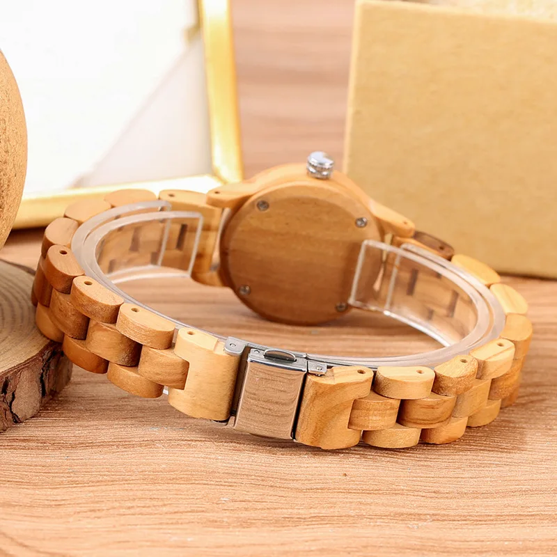 Women Beech Wood Quartz Watch Wooden Case Strap Band Orologio Simple Vintage Small Dial Clock Ladies Sandalwood Reloj Wristwatch