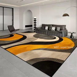 Nordic Light Luxury Stripes Carpet for Living Room Decor Soft Easy Cleaning Rugs for Bedroom Large Area Orange Brown Floor Mat