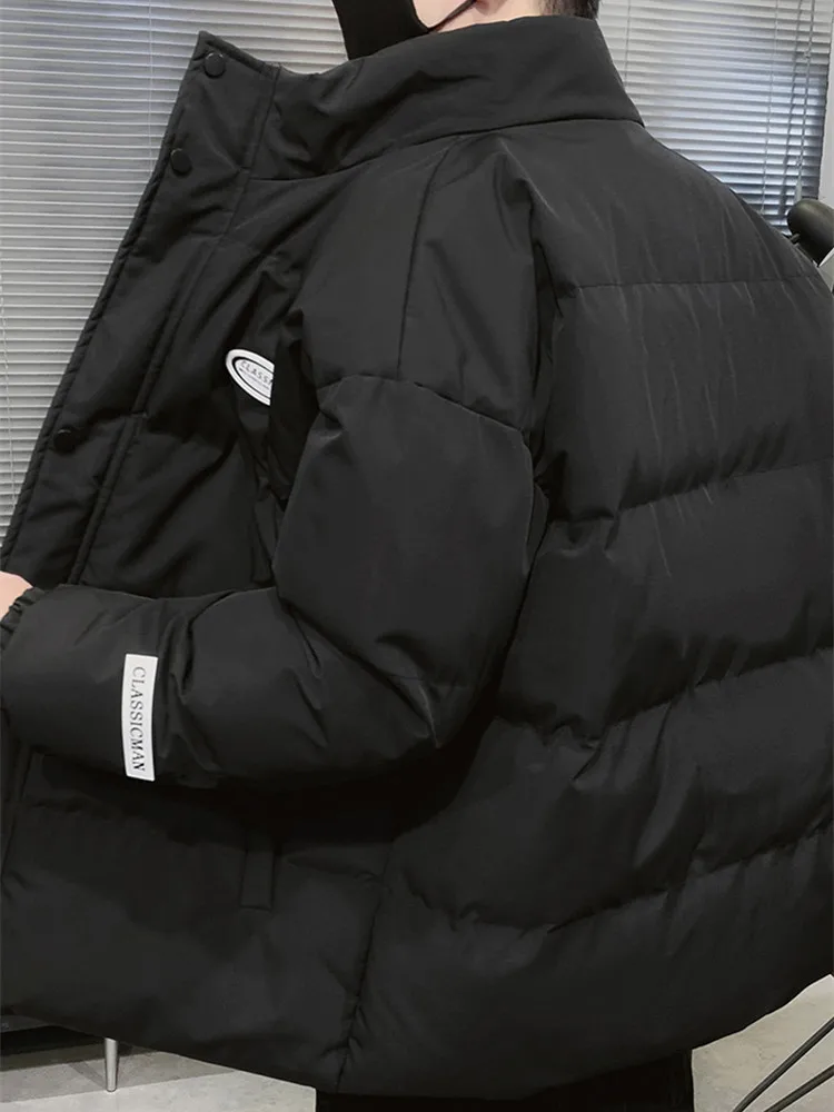 

Мужская модная хлопковая куртка 2024 года: новая осенне-зимняя теплая повседневная легкая куртка с воротником-стойкой для молодежи