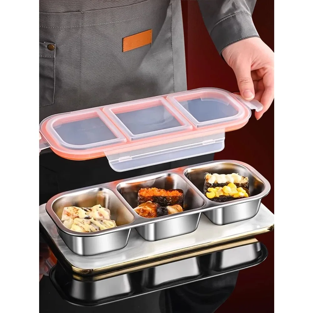 304 Steel Fresh-keeping Box, Bento Box, High Aesthetic Lunch Box, Stainless Steel Lunch Box with Lid and Partition Lunch Box