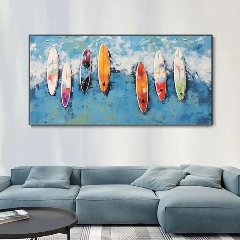 

Modern Light Luxury Beach Sailboat Pure Hand Drawn Oil Painting Lnterior Decoration Bedroom Dining Room Living Room Sofa Mural