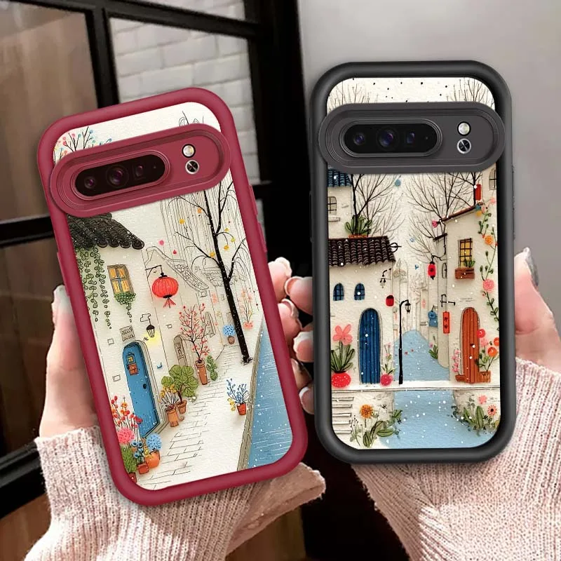 

Art Flower House Popular Phone Case For Google Pixel 9 8A 8 7 7A Pro XL 5G Eye Ladder Soft TPU Shockproof Cover