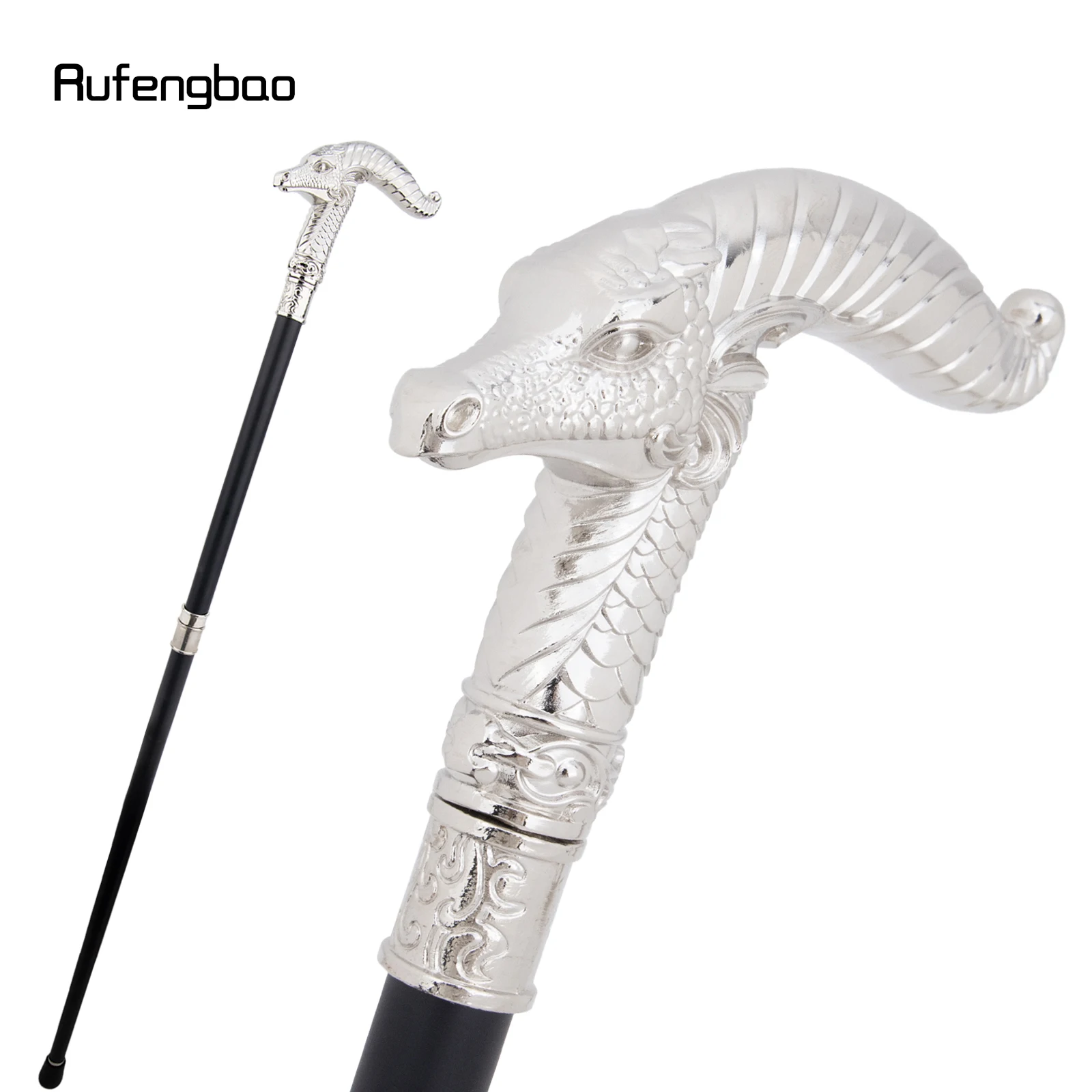 White Luxury Dragon Walking Cane Fashion Decorative Cane for Halloween for Cosplay and Parties, for Cosplay & Party 93cm