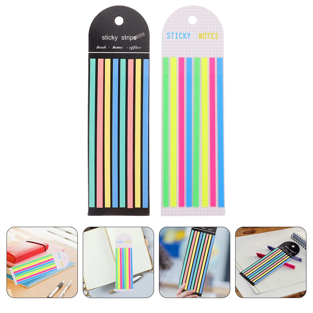 2 Books Sticky Notes Highlighter Tape Reading Strips Colored Tabs Fluorescent The Pet Long Office Products