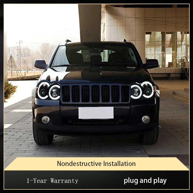 Potężne reflektory do samochodów Jeep Grand Cherokee 2005-2008 Modernizacja lampy przedniej Soczewka projektora DRL LED Kierunkowskaz Akcesoria samochodowe