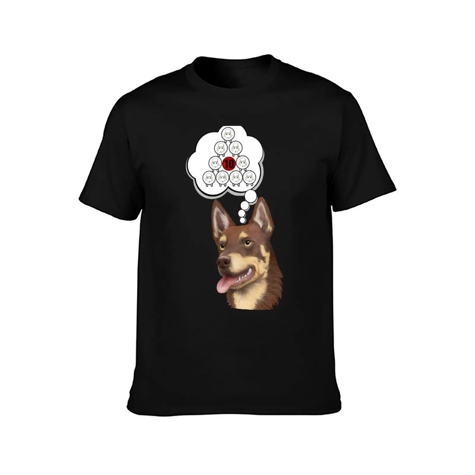 Kelpie rounded up the 10 sheep T-Shirt, Summer Casual Cotton Tee, Oversized Streetwear Tops, Vintage Graphic Print, 100% Cotton
