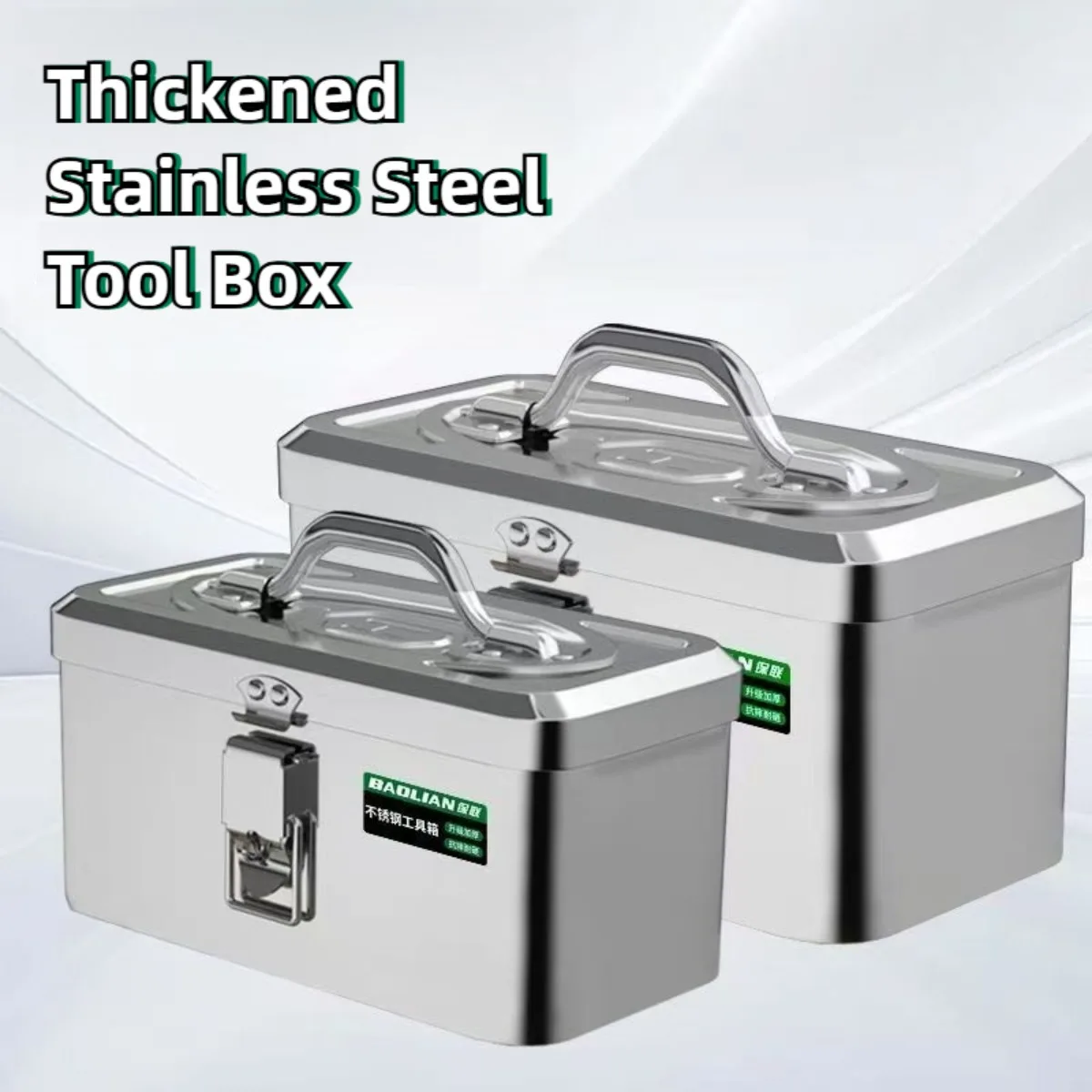 Stainless Steel Toolbox Organizer Electronics Car Mechanic Tool Case Thickened Hardware Storage Tools Case Handheld Toolbox