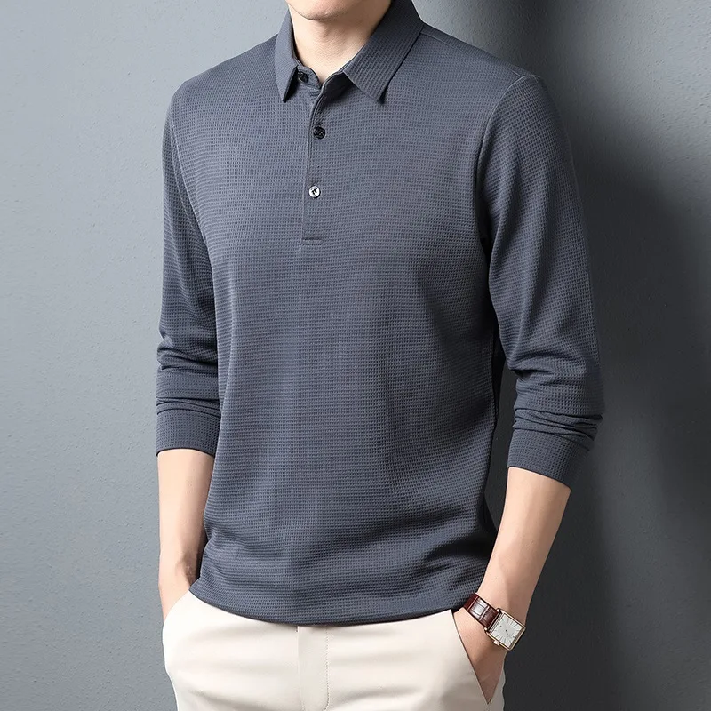 Comfortable and breathable men's long sleeve polo T-shirt, jacket, IX, Travel, Business Casual Summer new series POLO shirt