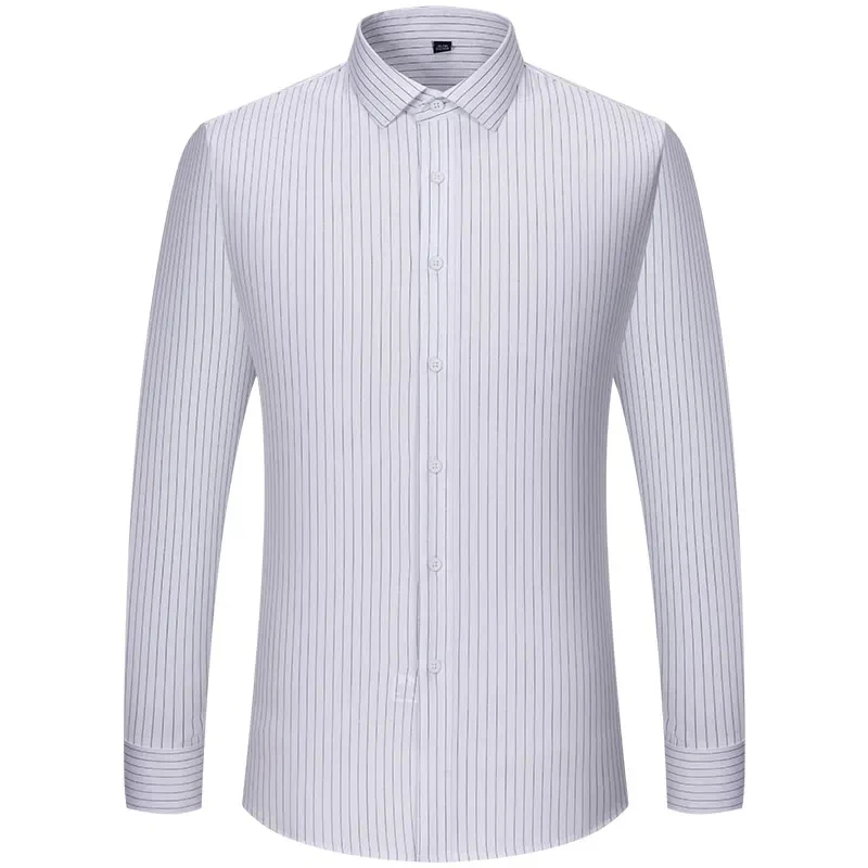 Bamboo Fiber Men\'s Striped Shirt Long Sleeve Anti-wrinkle Non-ironing Formal Soft Fashion Casual Business Office Social Shirts