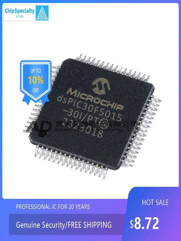 Original genuine dsPIC30F5015-30I/PT LQFP-64 package 16-bit digital processor chip