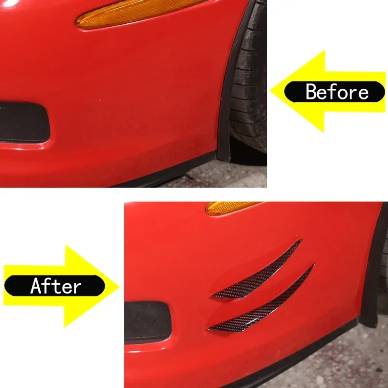 لسيارة شيفروليه كورفيت C6 2005-2013 ألياف الكربون الحقيقية المصد الأمامي للسيارة الجبهة المحيطي سبويلر ملصق الكسوة اكسسوارات السيارات #6