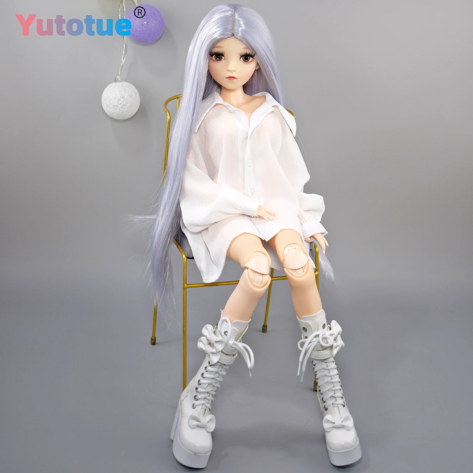 YUTOTUE 1/3 BJD 인형 장난감 60cm 소녀 인형 셔츠 신발 스트레이트 가발 풀 세트 패션 인형