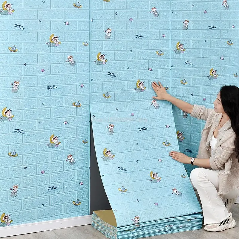 Children's Room Thickened Brick Pattern Wallpaper Self-adhesive 3d Wall Stickers Bedroom Waterproof Renovation Wall Stickers