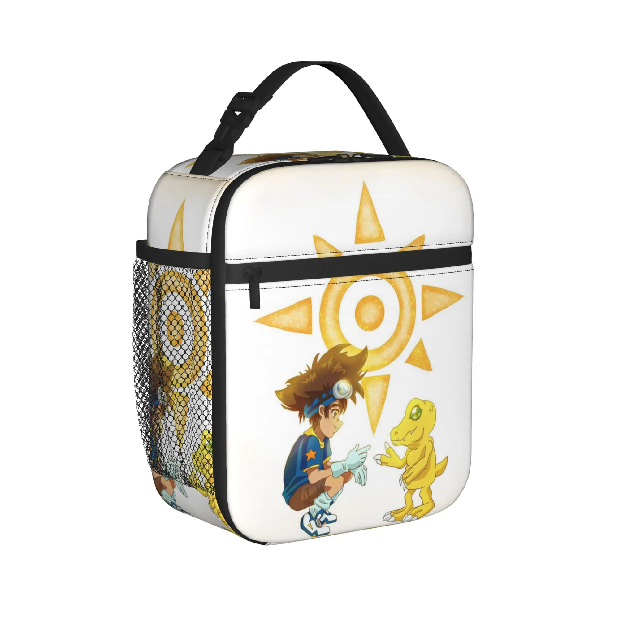 Digimon Agumon Anime Insulated Lunch Bags Portable Digital Courage Meal Container Cooler Bag Tote Lunch Box College  Food Bag