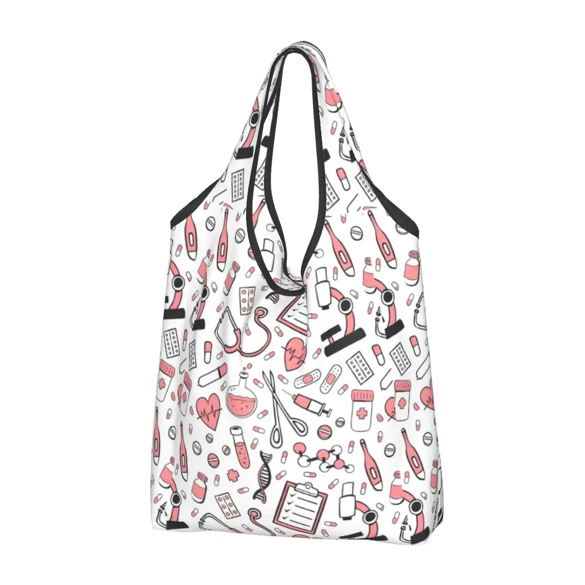 Reusable Enfermera En Apuros Nurse Medical Doctor Shopping Bag for Groceries Foldable Grocery Bags Washable Large Tote Bags