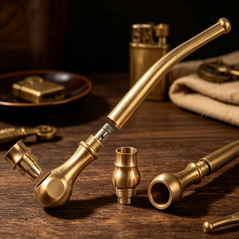 2026 New Bronze Three-Purpose Tobacco Pipe, Thick Thin Filter Type Old-Fashioned Pipe with Detachable Metal Stem, Portable