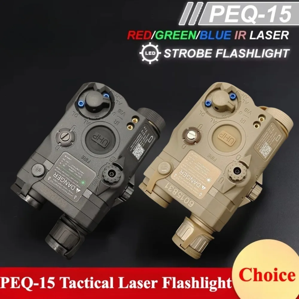 

PEQ-15 Tactical Airsoft Light Red/Green Dot Hunting Scout Light LED Strobe Flashlight with Dual Control Switch for 20mm Rail