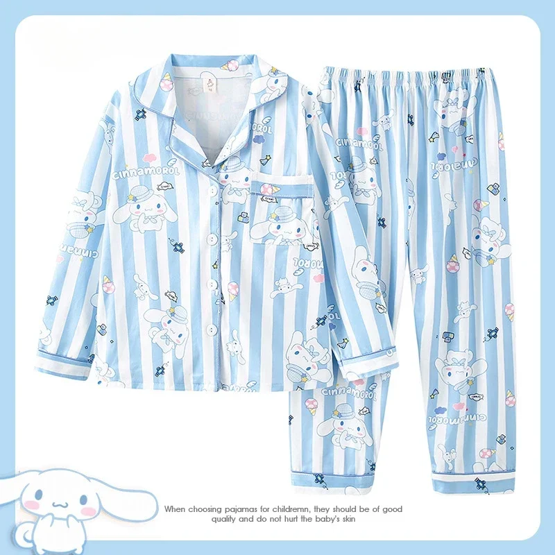 Sanrio Jade Zimt Hund Herbst reine Baumwolle neue Kinder lange Cartoon zweiteilige Set Damen Pyjamas Kinder Loungewear Set