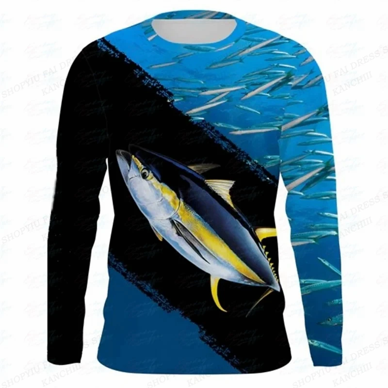 Men T shirt Fishing 3D Print T shirt Long Sleeve T shirt For Men\'s Clothing Men Fashion Tops Tees Casual Streetwear Oversized