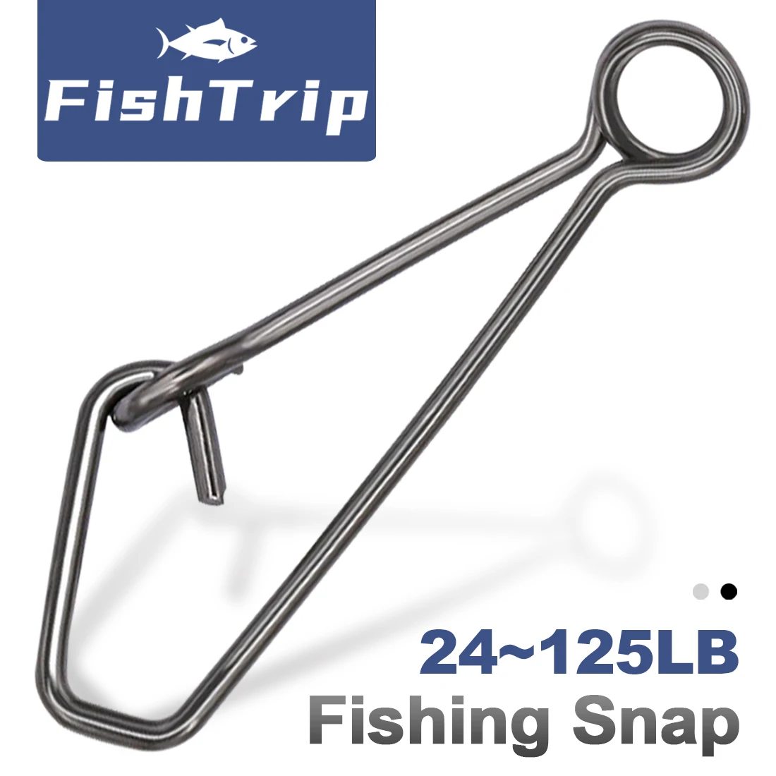 FishTrip 100Pcs Fishing Snap Clip Connector 24Lb~125Lb Stainless Steel for Saltwater and Freshwater