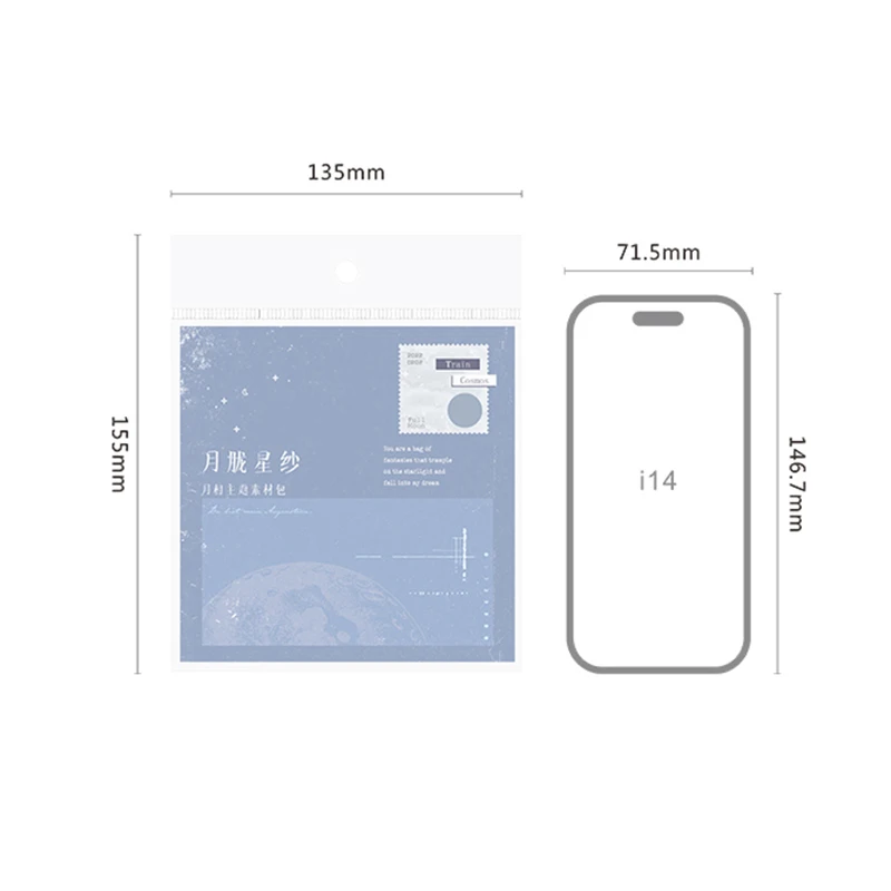 63Pieces phase ledger Collage Primer Material Paper Moon Memo notes Pad Notebooks Scrapbook Writing 155*135MM