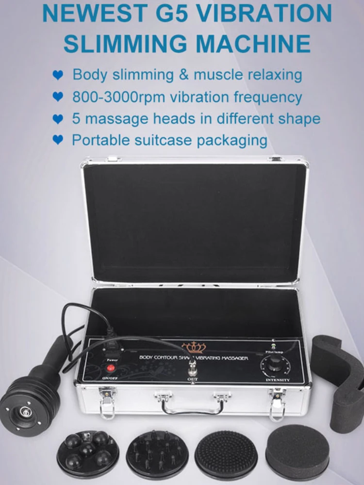 Vibrating Cellulite Weight Loss Massager Fat Reduction Full Body Vibration Slimming Machine 5 Heads Home Salon Use Portable G5