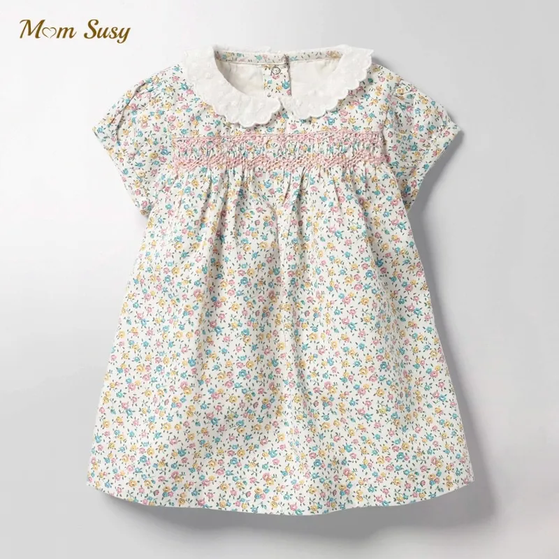 

Baby Girl Princess Embroidery Flower Dress Summer Toddler Child Cotton Floral Pastoral Shortsleeve Vestido Baby Clothes 2-7Y