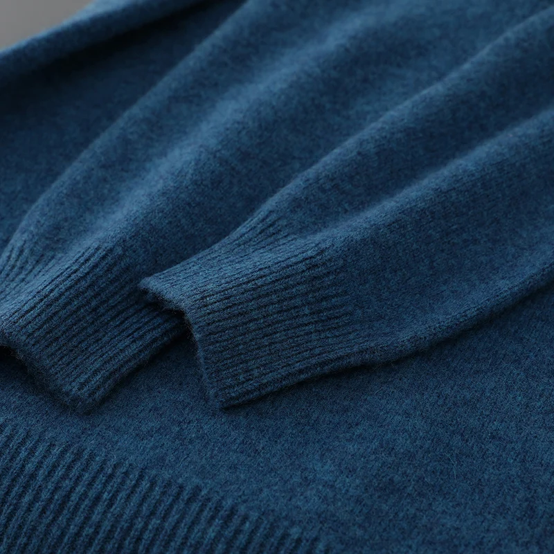 رشاقته وهمية الرقبة الرجال 100% رداء علوي من الصوف كم طويل البلوز الخريف الشتاء الأساسية تريكو غير رسمي جودة عالية لينة بلوزات جديدة