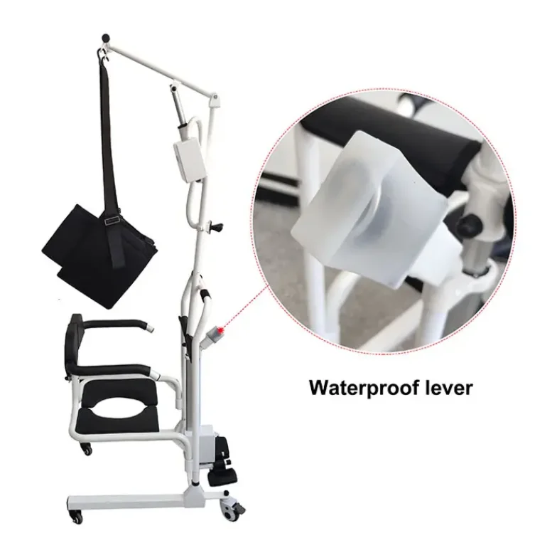 Picture 3: Electric Patient Transfer Chair, Q235 Steel Hydraulic Lift Commode, 150kg Capacity, Patient Shifting Chair for Home Care
