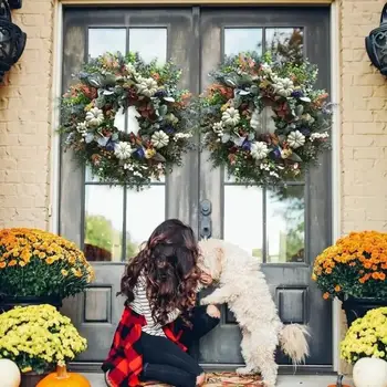 White Pumpkin Floral Wreath 1