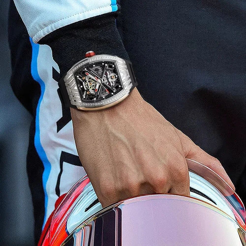 IW Carnival Szafirowe Lustro Automatyczny Mechanizm Mechaniczny Zegarki na Rękę Duża Tarcza Wodoodporny Świecący Sportowy Styl Zegarek Męski