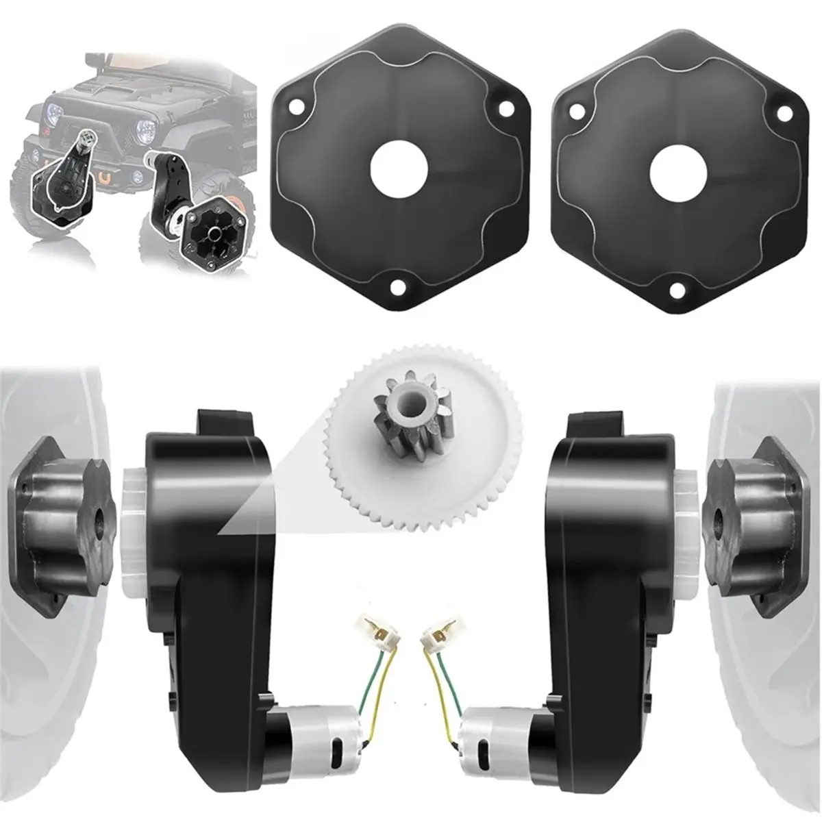 (CLOS) 2Pack 24V RS555 40000RPM Fast Drive Motor Gearbox for Power Wheels Motor , High Speed Motors Gearbox Conversion Kit